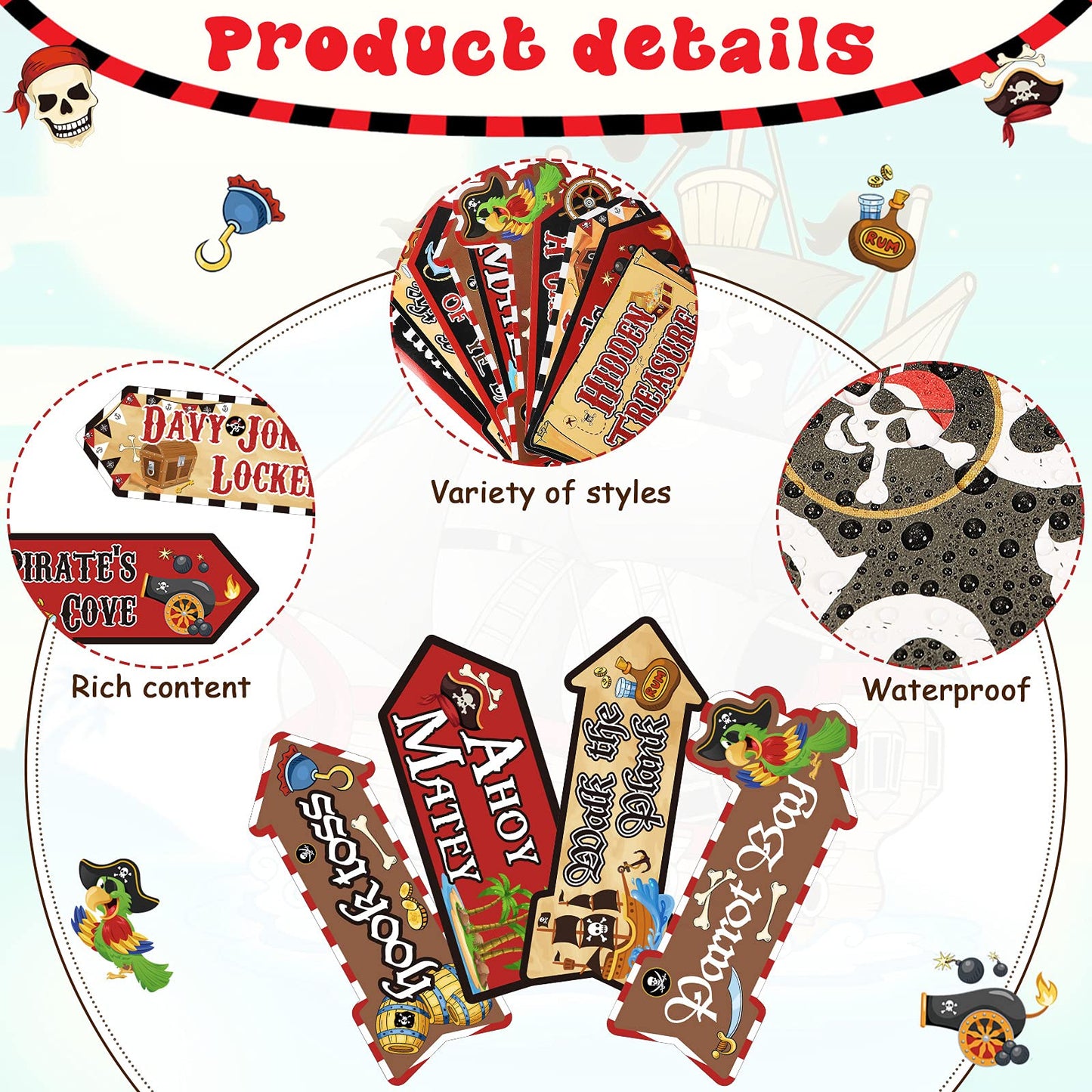 Chinco 20 Pieces Pirate Party Sign Pirate Theme Birthday Party Favors Supplies