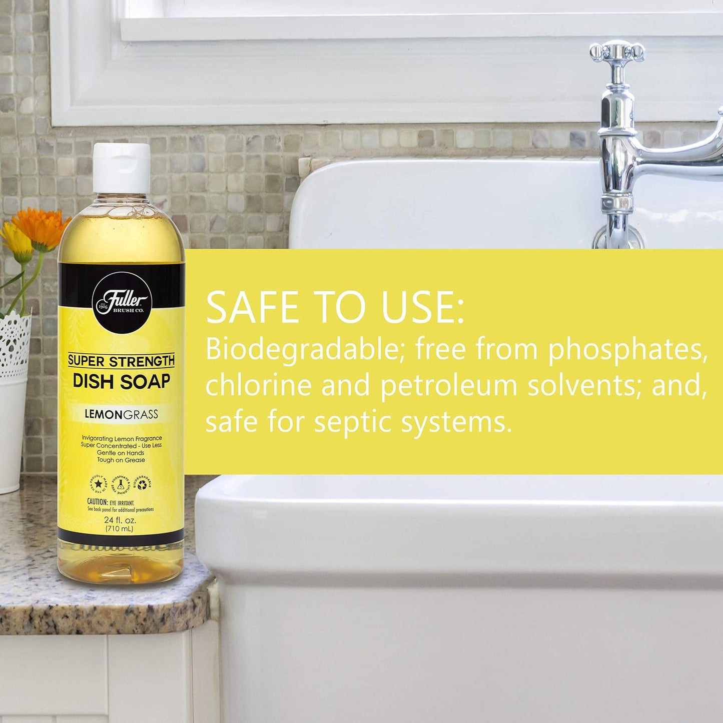 Fuller Brush Super Strength Dish Soap ? Economical ? Use Much Less ? For Dishes, Glasses, Silverware, Utensils, Pots, Pans, Countertops, Tables ? Invigorating Fragrance (Lemongrass)
