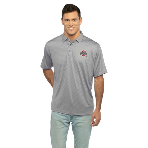 Vantage Apparel Men's Collegiate Premium Stretch Fit Striped Polo, Ohio State Buckeyes, Dark Gray, XX-Large