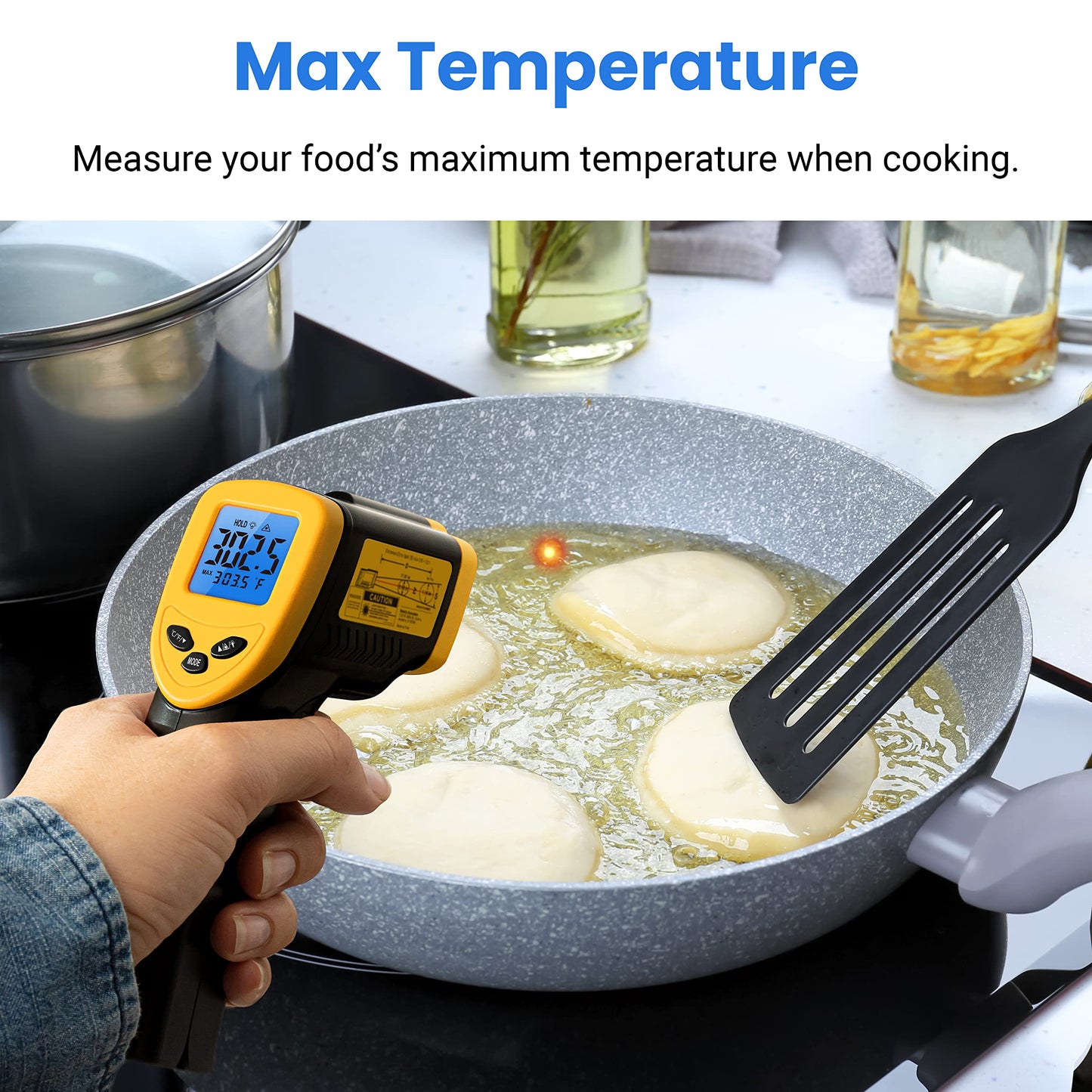 Etekcity Infrared Thermometer Laser Temperature Gun 1080, -58°F~ 1130°F for Meat Food Candy Pizza Oven, Heat Gun for Cooking, Kitchen, Fridge, Reptile, BBQ, HAVC, Adjustable Emissivity & Max Measure