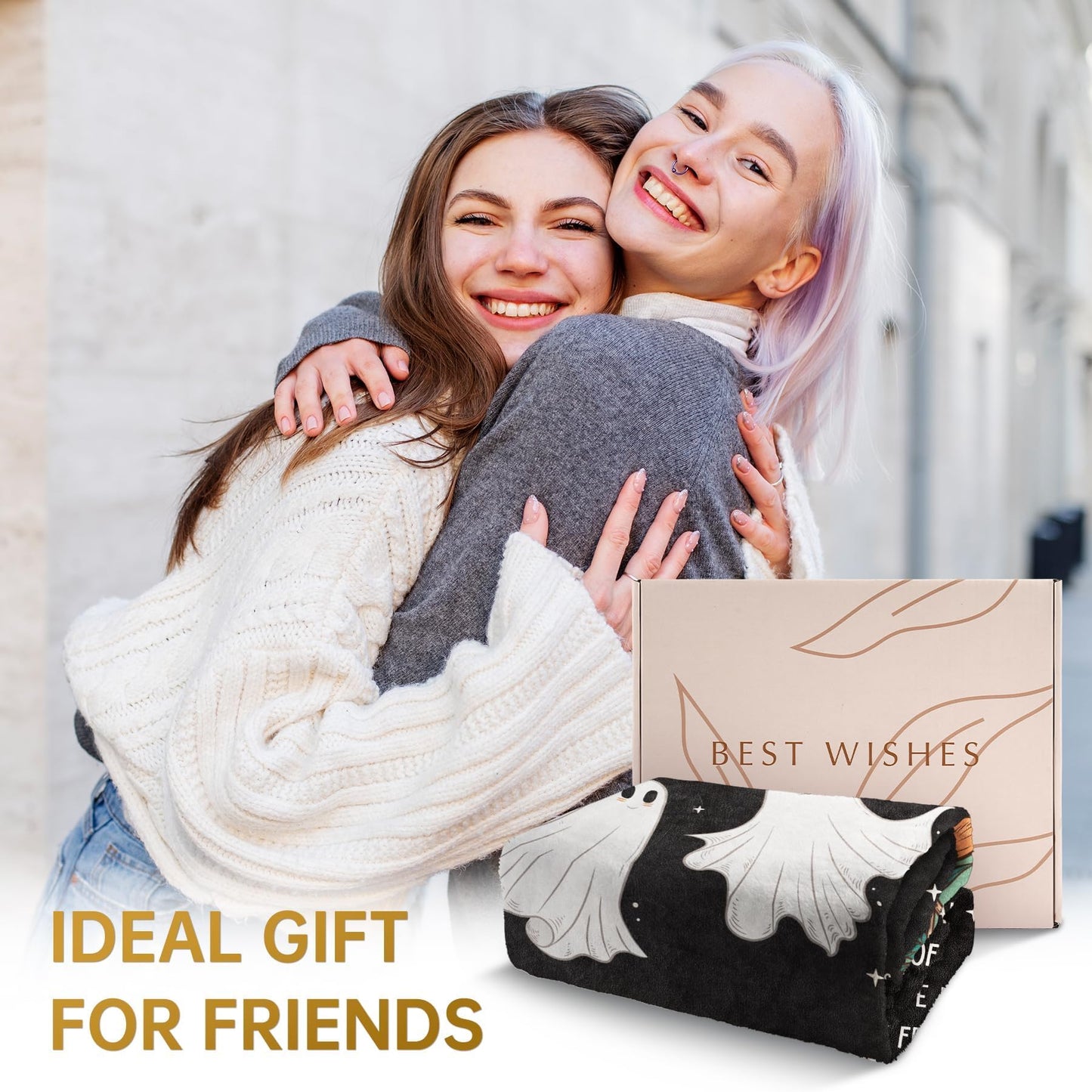 SteadStyle Friend Gift for Women - Funny Best Friend Friendship Birthday Mother's Day Halloween Ghost Blanket 60"x50"