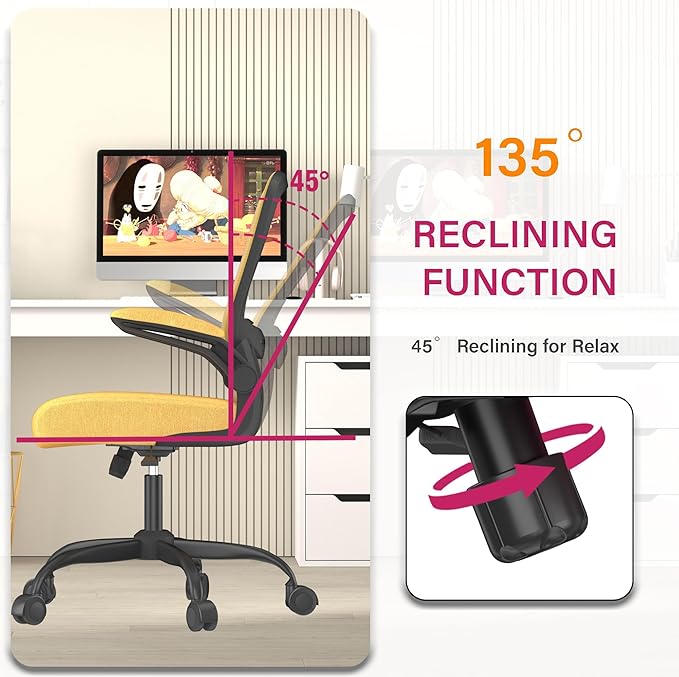 Mimoglad Office Chair, Ergonomic Desk Chair with Adjustable Lumbar Support, High Back Mesh Computer Chair with Flip-up Armrests-BIFMA Passed Task Chairs, Executive Chair for Home Office