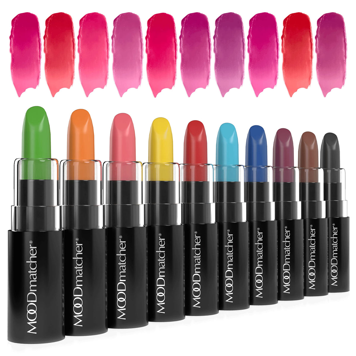 MOODmatcher Lipstick, 10PC Collection of the Original Color-Change Lipstick - Maskproof, 12 HOUR Long Wear, Enriched with Aloe &