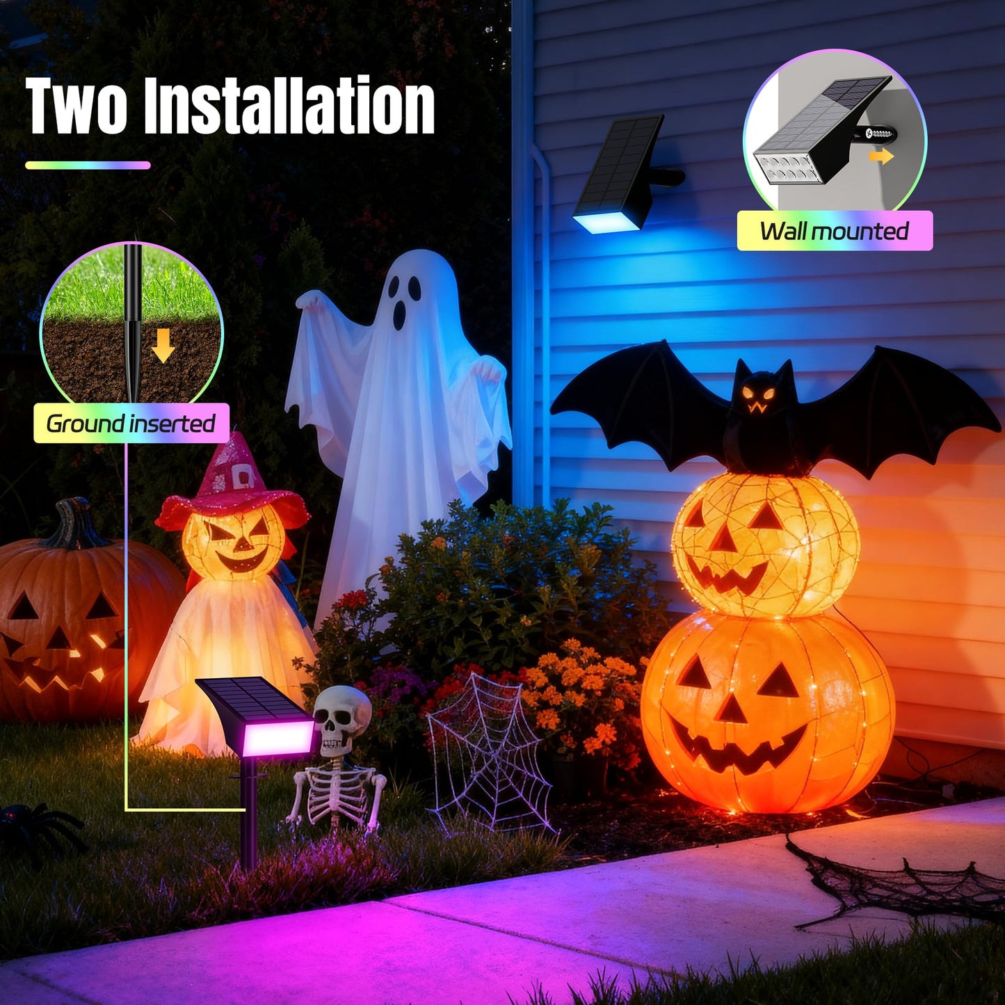 WENATY Solar Spot Lights Outdoor Color Changing, [7 Mode/12 Pack] Christmas Landscape Spotlights, Solar Lights Outdoor Waterproof,Led Powered Flood Light for Halloween Pathway Yard Garden Tree Walkway