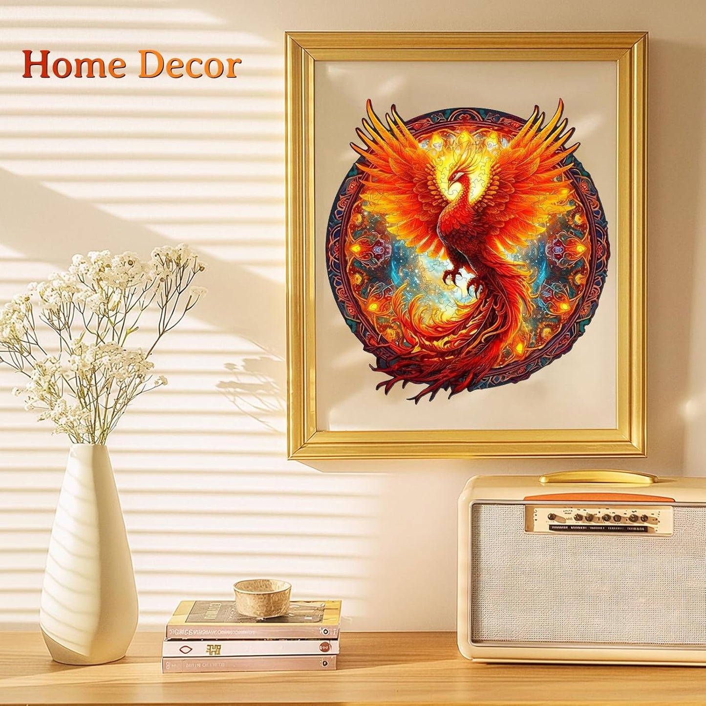 KAAYEE Wooden Jigsaw Puzzles-Wooden Puzzle for Adult Unique Shape Advanced Phoenix Wood Puzzle Adults, Fathers Mother Gifts Christmas Family Puzzles 8.5 * 7.9in 100pcs