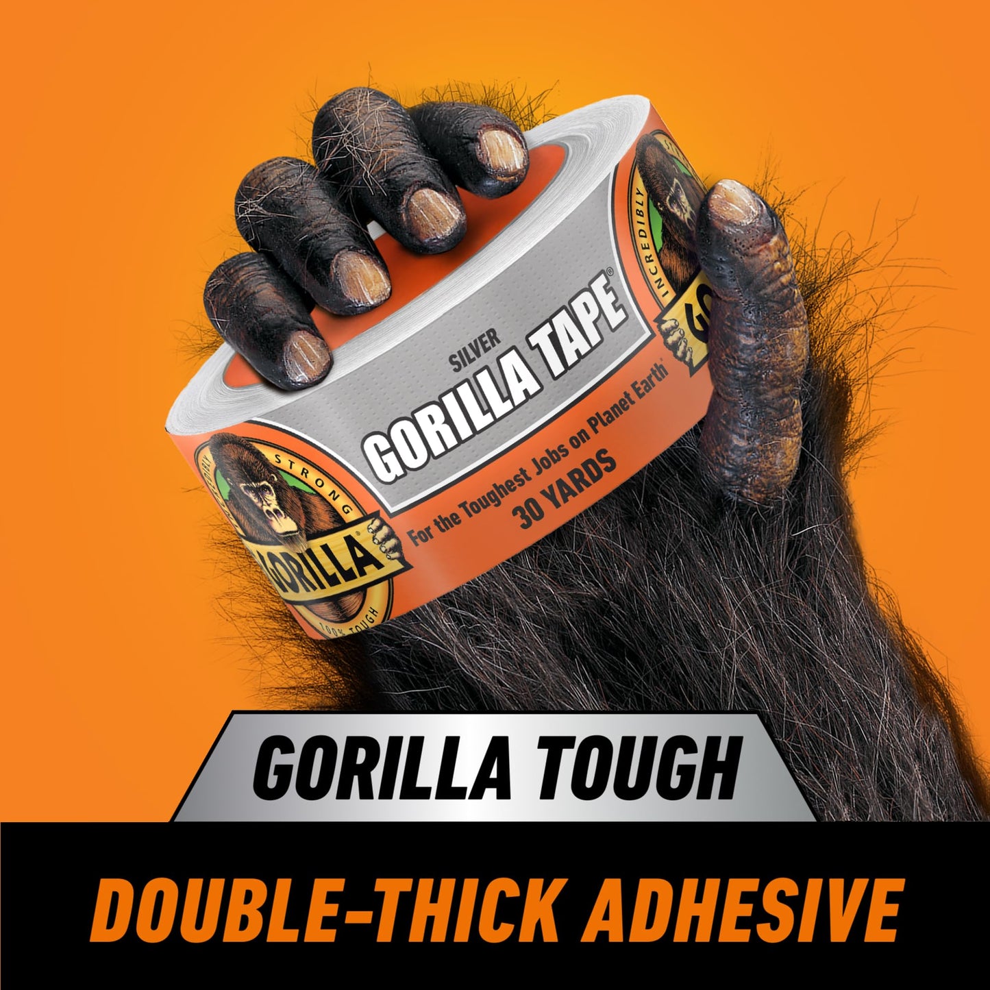 Gorilla Tape, 1.88 in x 30 yd, Silver (Pack of 1) - Duct, Utility, Triple Layer Strength, Indoor & Outdoor, Weather Resistant Shell