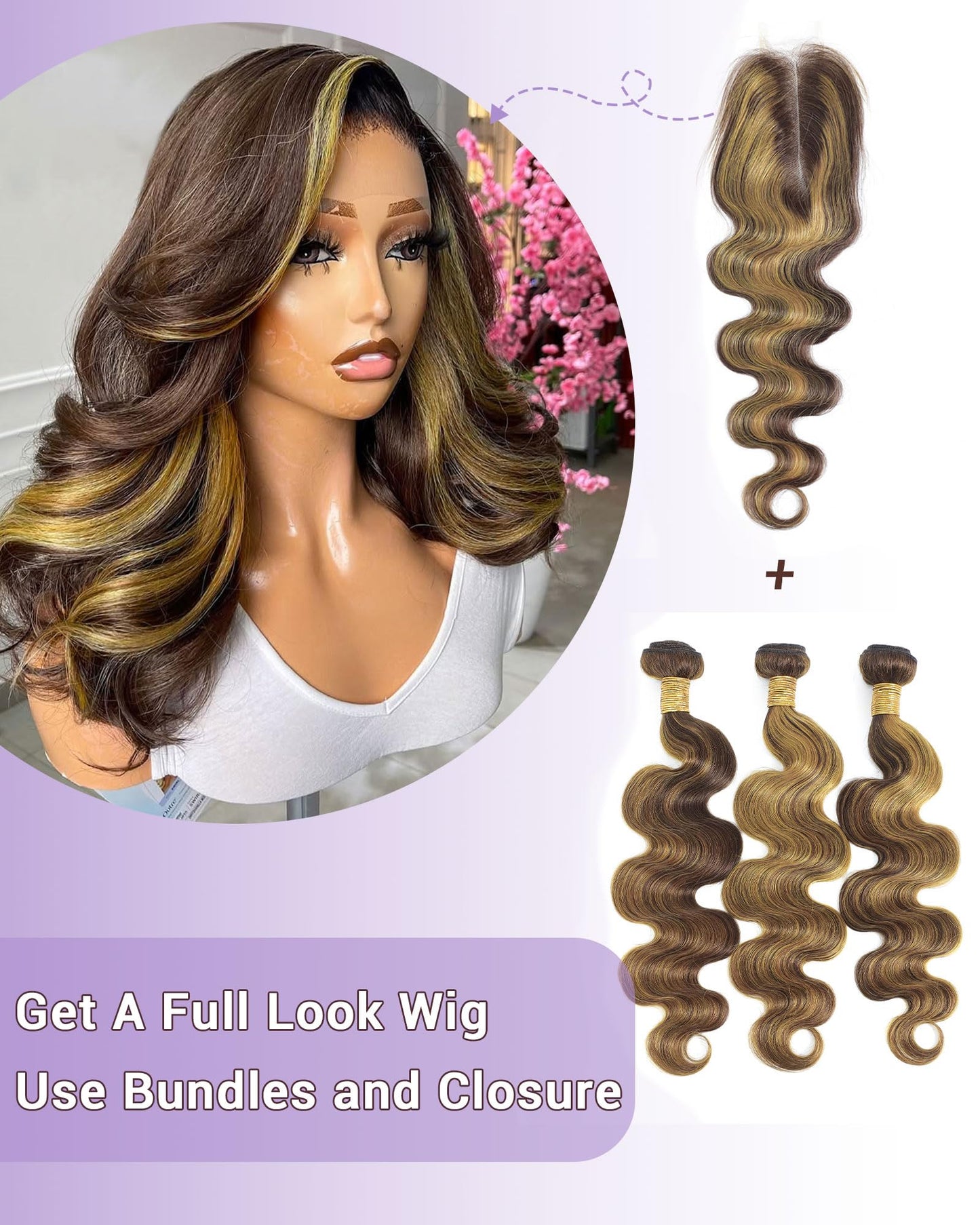 DSEKCAIN Highlight Yellow Golden Blonde On Chocolate Brown Color 2x6 HD Lace Closure Human Hair Body Wave Long Middle Part Trans