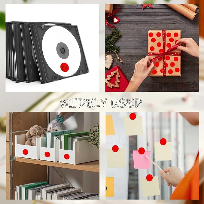 0.75 Inch 4 Rolls of 4000 Colorful Dots Sealing Stickers,3/4" Round Permanent Adhesive Color Coding Labels,Red Dots Stickers for Home Decorative, Storage Bins, Moving Containers & Organization