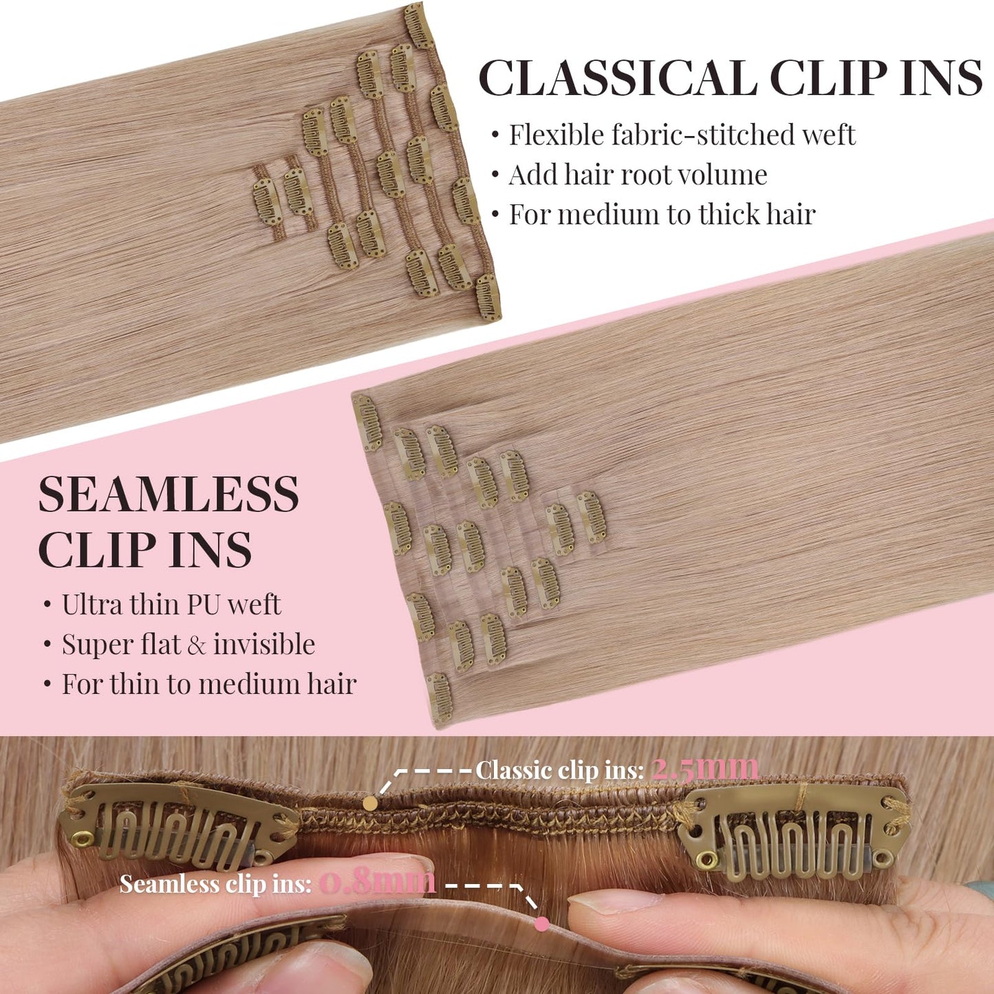 MAXITA Clip in Hair Extensions Real Human Hair - 16 Inch 110g 7pcs Dark Brown Seamless Invisible Weft Straight Natural Hair Exte
