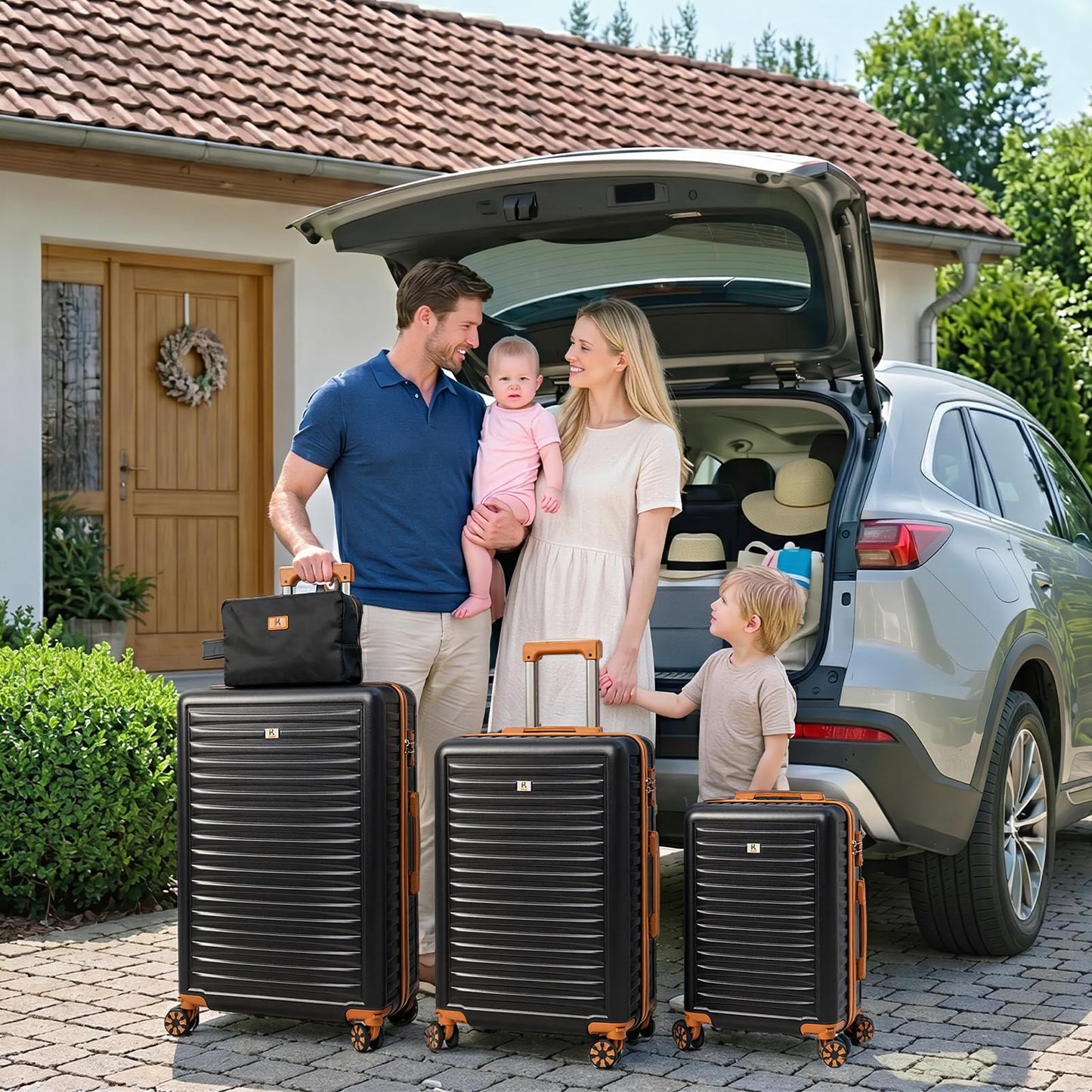 KUNEL Luggage Sets 5 Piece Suitcases with Wheels,ABS Hard Case Suitcases with Spinner Wheels, TSA Lock, Durable Travel Luggage