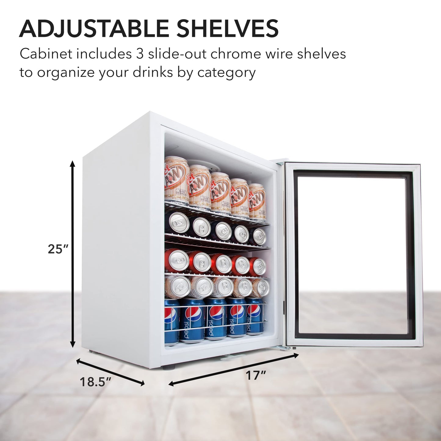 Whynter BR-091WS, 90 Can Capacity 2.1 cu. ft. Stainless Steel Beverage Refrigerator and cooler, Mini Fridge with Glass Door with lock