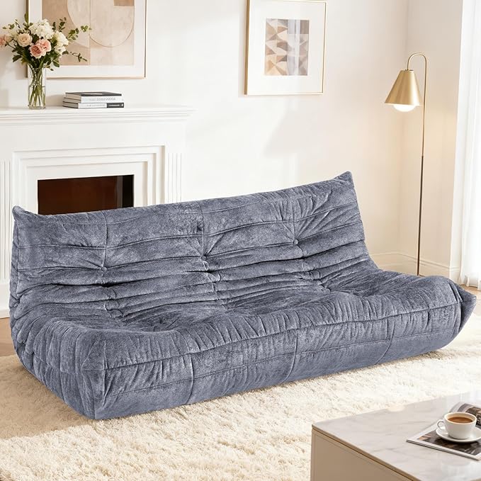 HABUTWAY Bean Bag Chair, Giant Bean Bag Chairs for Adults, 3 Seater Fireside Chair, Lazy Large Floor Bean Bag Sofa for Living Room, Bedroom, Dorm, Office (Grey)