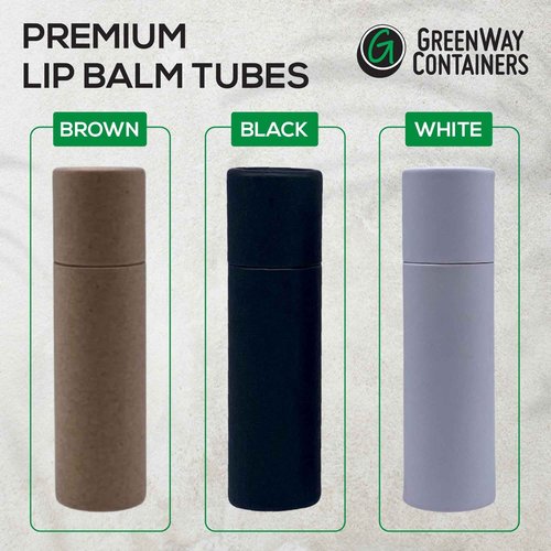 GreenWay 0.3oz / 8.5g Kraft Paperboard Lip Balm Tubes with Lids - 100 Pack Lip Gloss Tubes Refillable DIY Cosmetic Containers - Lip Balm Containers Chapstick Tubes Empty Holder Tubes - Black