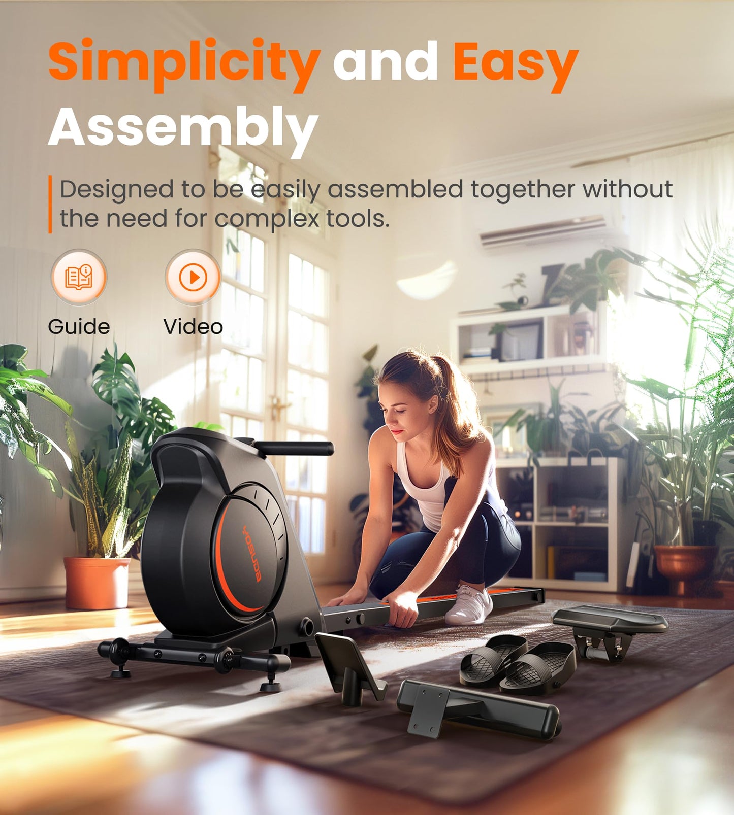 YOSUDA Magnetic Rowing Machine 350 LB Weight Capacity - Rower Machine for Home Use with LCD Monitor, Tablet Holder and Comfortable Seat Cushion