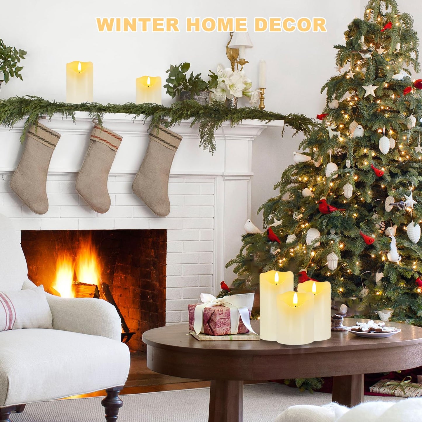 Veki Flameless LED Lights - Set of 3 Dimmable Pillar Candles with Remote & Timer, Battery Operated, Perfect for Home Decor (Lvory)