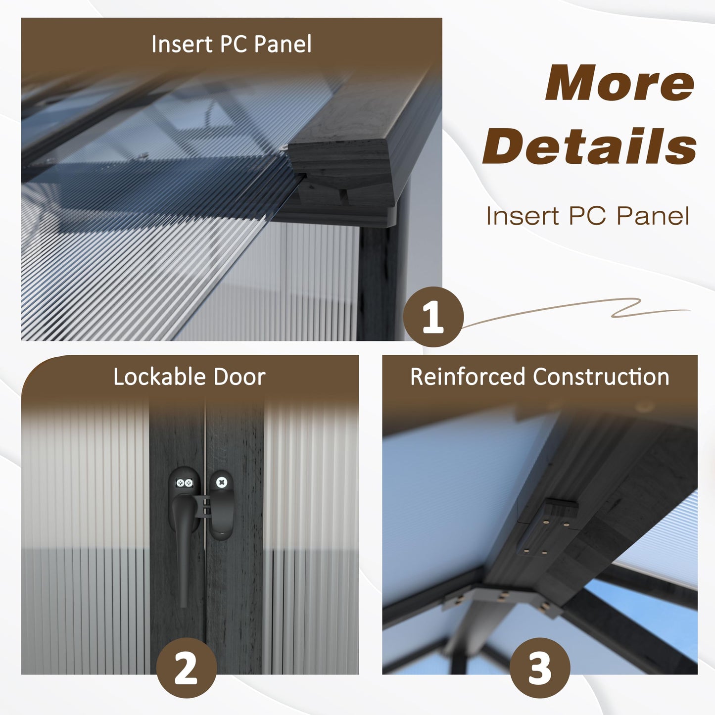 MUPATER 8' x 12' Outdoor Walk-in Greenhouse for Backyard, Wooden Polycarbonate Greenhouse with Lockable Door and Ventilated Window, Heavy Duty Green House with UV Protection & Heat Insulation, Black