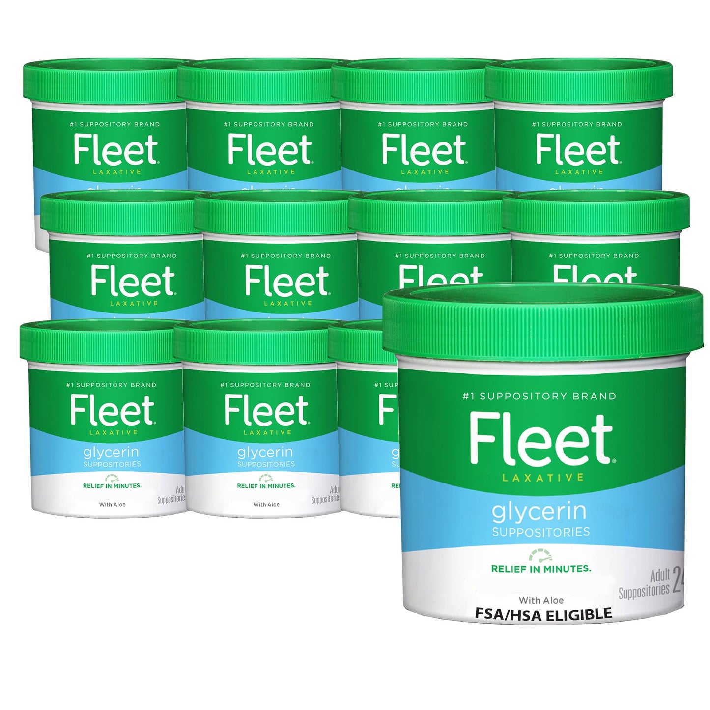 Fleet Laxatives, Laxative Glycerin Suppositories for Adult Constipation Relief, 24 Count, 12 Pack