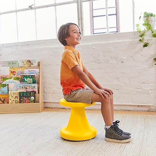 ECR4Kids Twist Wobble Stool, 14in Seat Height, Active Seating, Yellow