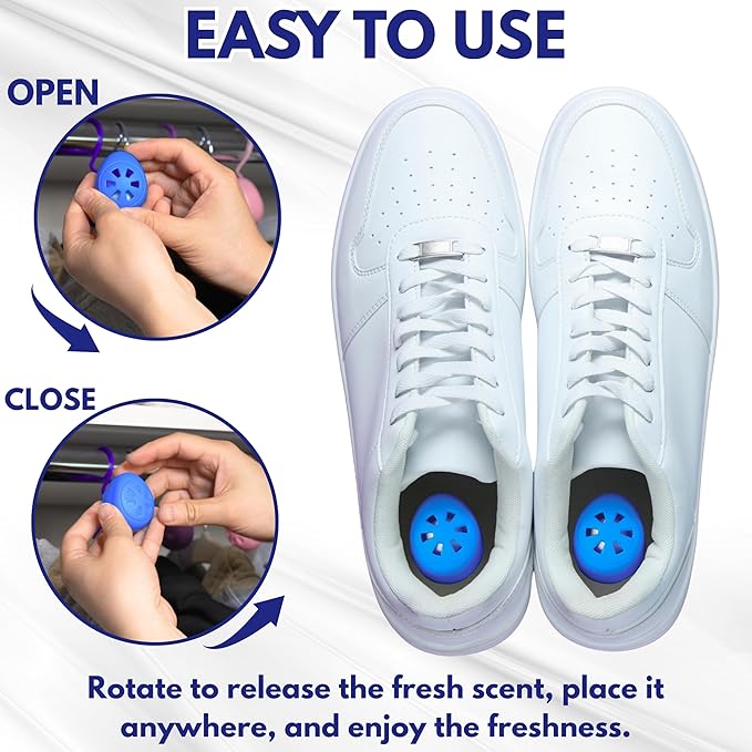Air Jungles Shoes Deodorizer Ball 12 Count, Ocean Scent, Odor Remover Balls for Sneakers Boot Shoe, Essential Oil Provides Natural Freshness
