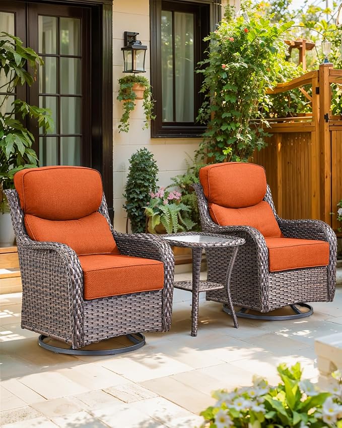 ACTREST Luxury 24x24x6 Inch Smile Outdoor Seat Cushions Set of 2 - Superior Comfortable Water-Repellent Patio Chair Cushion for Porch Set Rattan Dining Swivel Chairs Loveseat Sectional Sofa - Orange