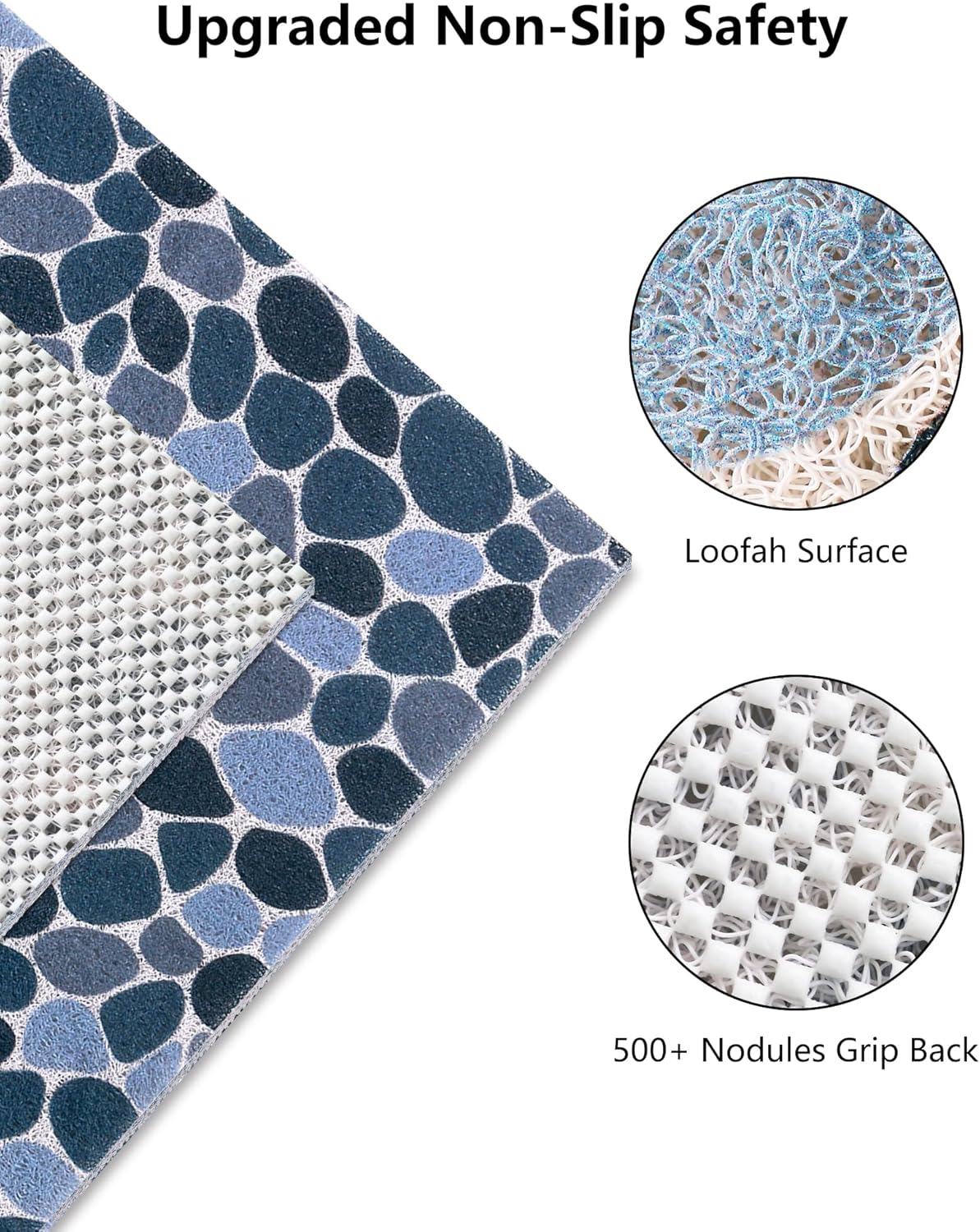 Bathtub Mat Non Slip, Yonala 24 x 16 Inch Premium Non Slip Shower Mats for Inside Shower, Soft Trimmable PVC Loofah Anti Slip Shower Mat, Fast Drying Shower Floor Mat for Bathroom, Home, Bath Tub
