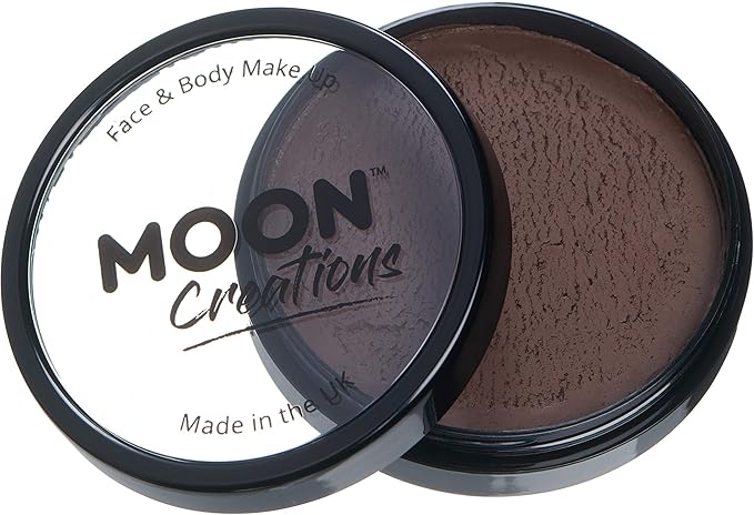Pro Face & Body Paint Cake Pots by Moon Creations - Dark Brown - Professional Water Based Face Paint Makeup for Adults, Kids - 1.26oz