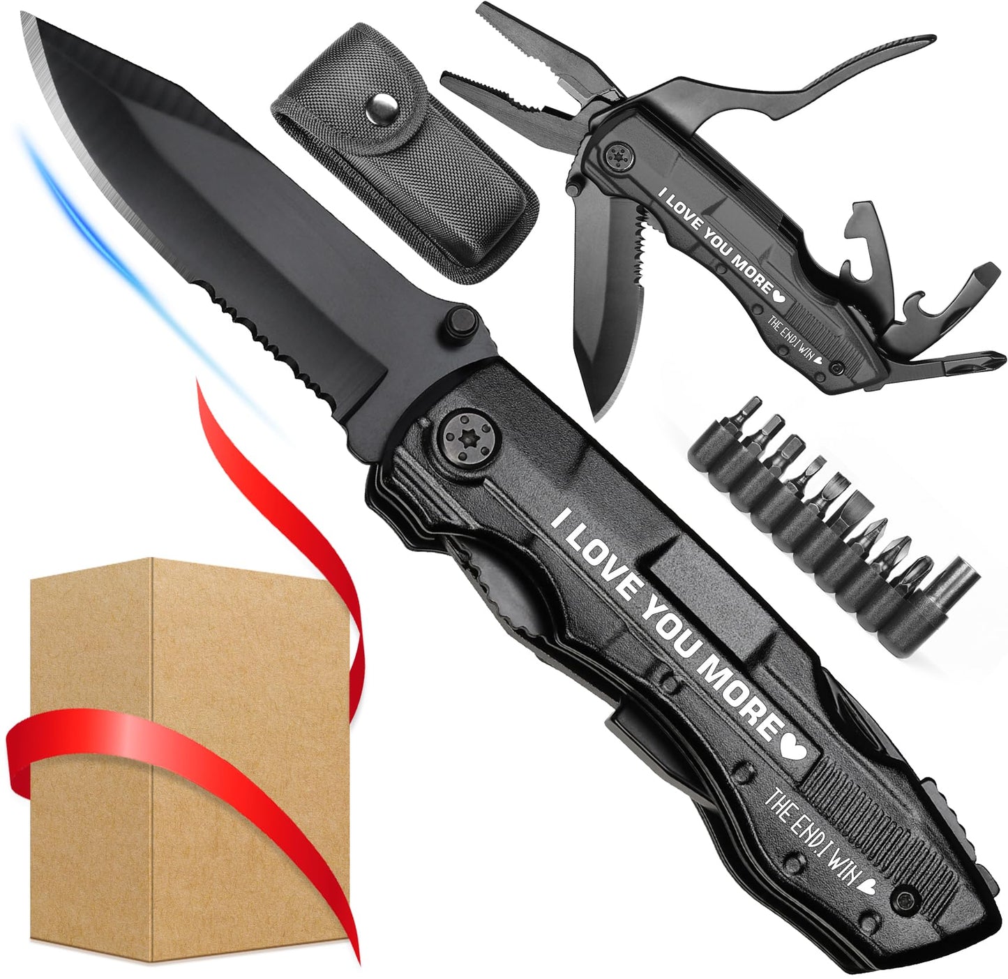 Valentines Ideal Gifts for Him Husband - Mens Valentines Gifts, Valentines Gifts for Him Husband Boyfriend - “I Love You More” Anniversary Birthday Gifts for Husband Him, 20 in 1 Multitool Knife