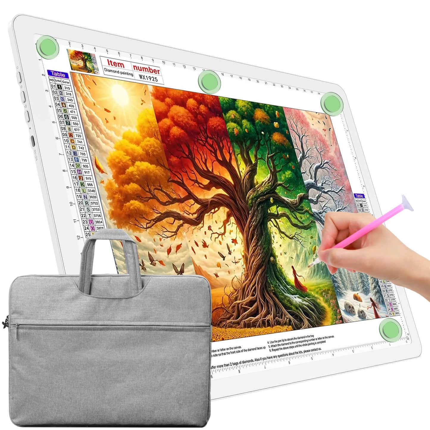 TOHETO A4 Light Board with Bag for Diamond Painting, Super Bright Magnetic Light Pad with Side Buttons, Lightbox for Tracing and