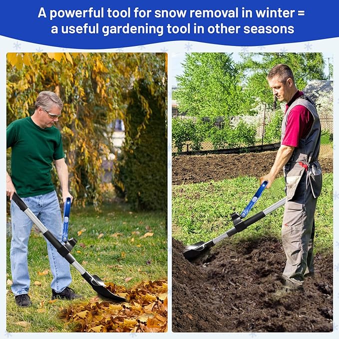 Foldable Snow Shovel,Ergonomic Snow Shovel with Dual D-Handle, No Tools Quick Assembly,Lightweight Shovel for Car Emergency, Garden, Car Garage, Home Sidewalk and Camping,40"
