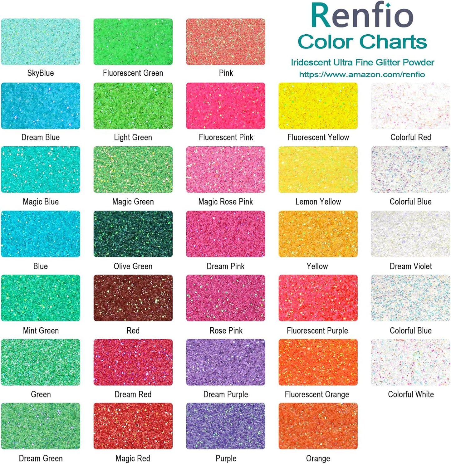 Renfio Iridescent Ultra Fine Glitter Powder Resin Supplies Glitters 1.94 Oz (55g) PET Flake Crafts Sequins 1/128" 0.008" 0.2mm Epoxy Chips Flakes for Tumblers Slime Painting - Colorful Blue