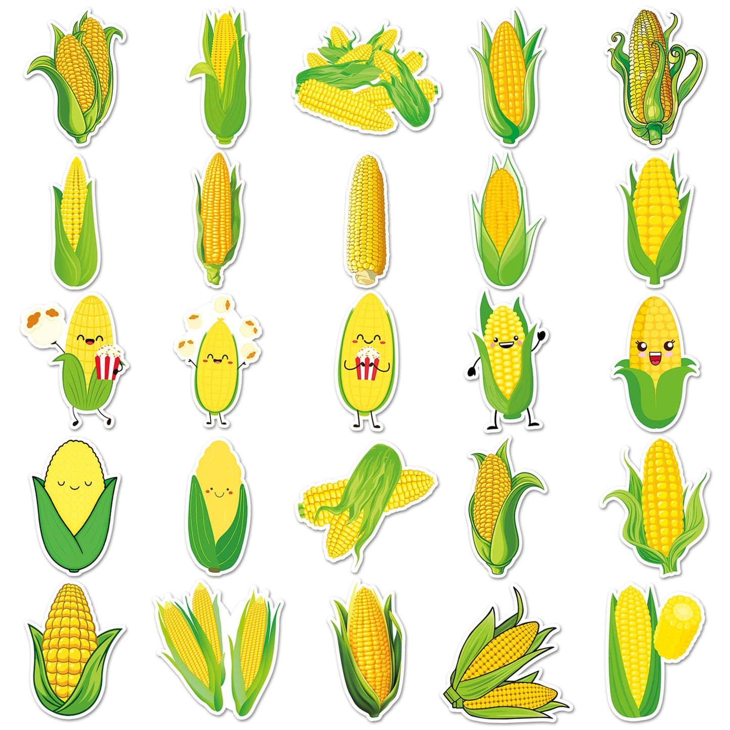 Aiwuding Corn Stickers Pack, 50PCs: Aesthetic Vinyl Waterproof Decals for Hydro Flask, Laptop, Water Bottle, Kids, Toddlers, Teens, Girls