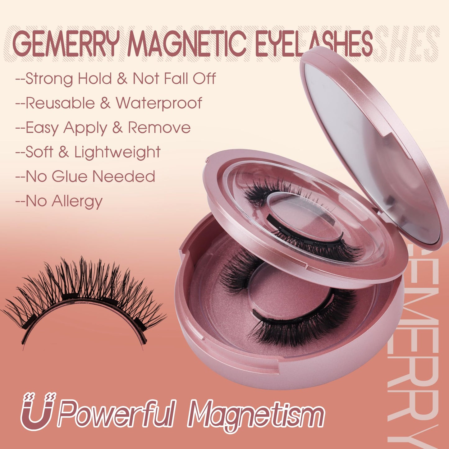 GEMERRY Magnetic Eyelashes with Applicator Soft Reusable Magnetic Lashes Fluffy Look No Glue Needed Lash Kit DIY at Home