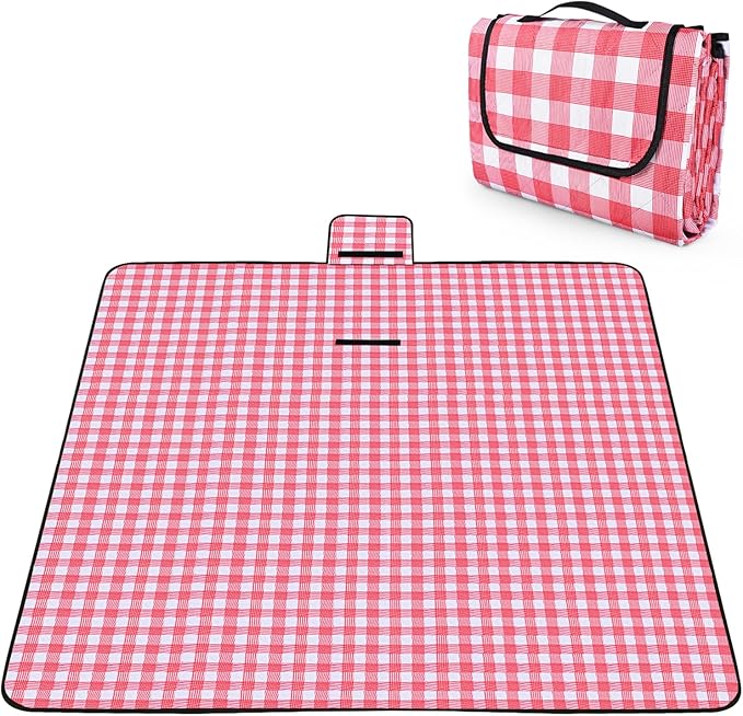 OBTANIM Extra Large Picnic Blanket 80 x 80 Inch Waterproof Foldable Beach Blankets Outdoor Picnic Mat for Camping Grass La...