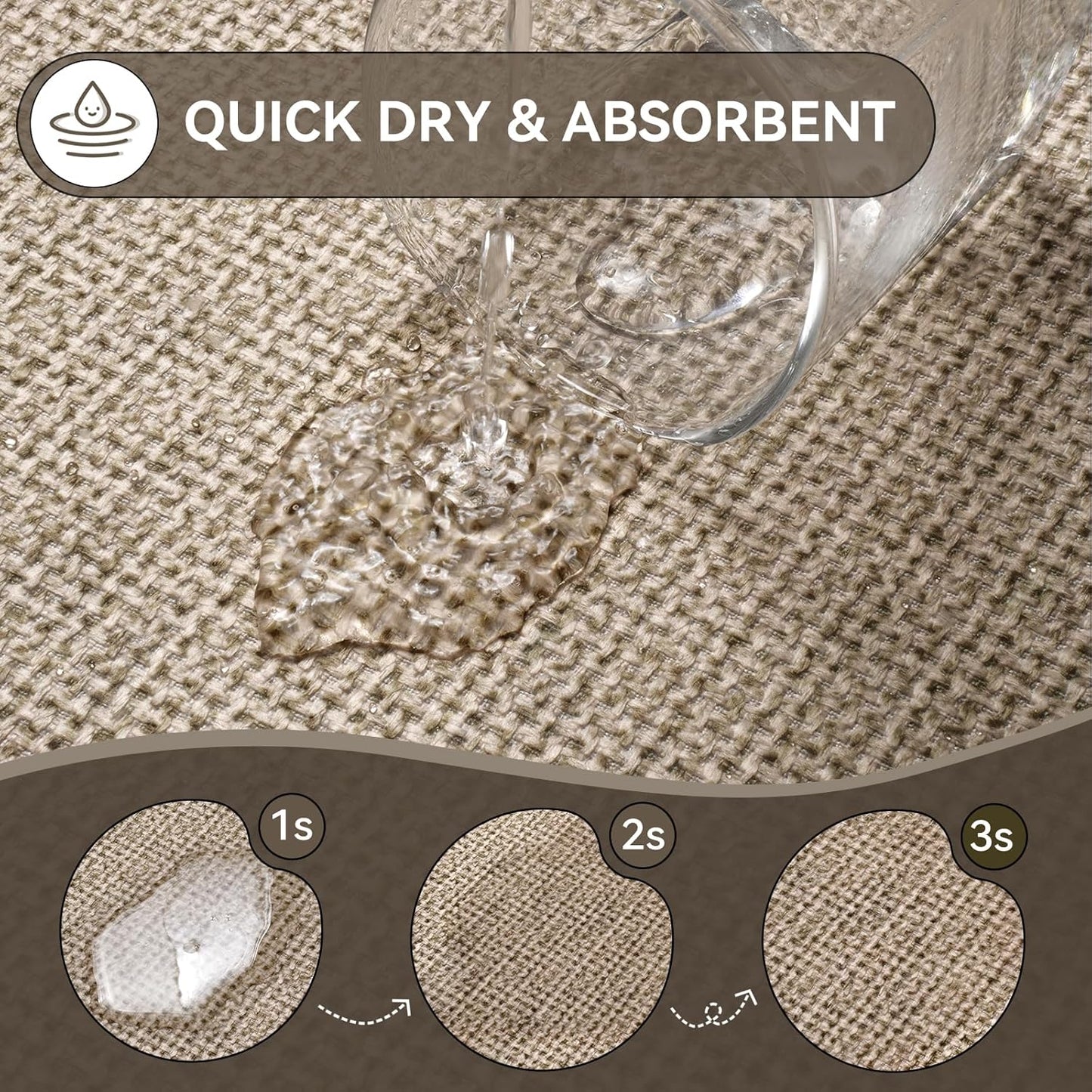 Half Circle Bath Mat,Thin Bathroom Rugs Fit Under Door Quick Dry Non Slip Washable Bathroom Mat with Rubber Backing,Absorbent Woven Half Round Shower Rug, Brown Beige 16x24