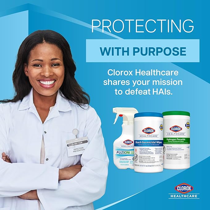 Clorox Healthcare Bleach Germicidal Wipes, 6" x 5", 150 Count Canister, Pack of 6 (Package May Vary)