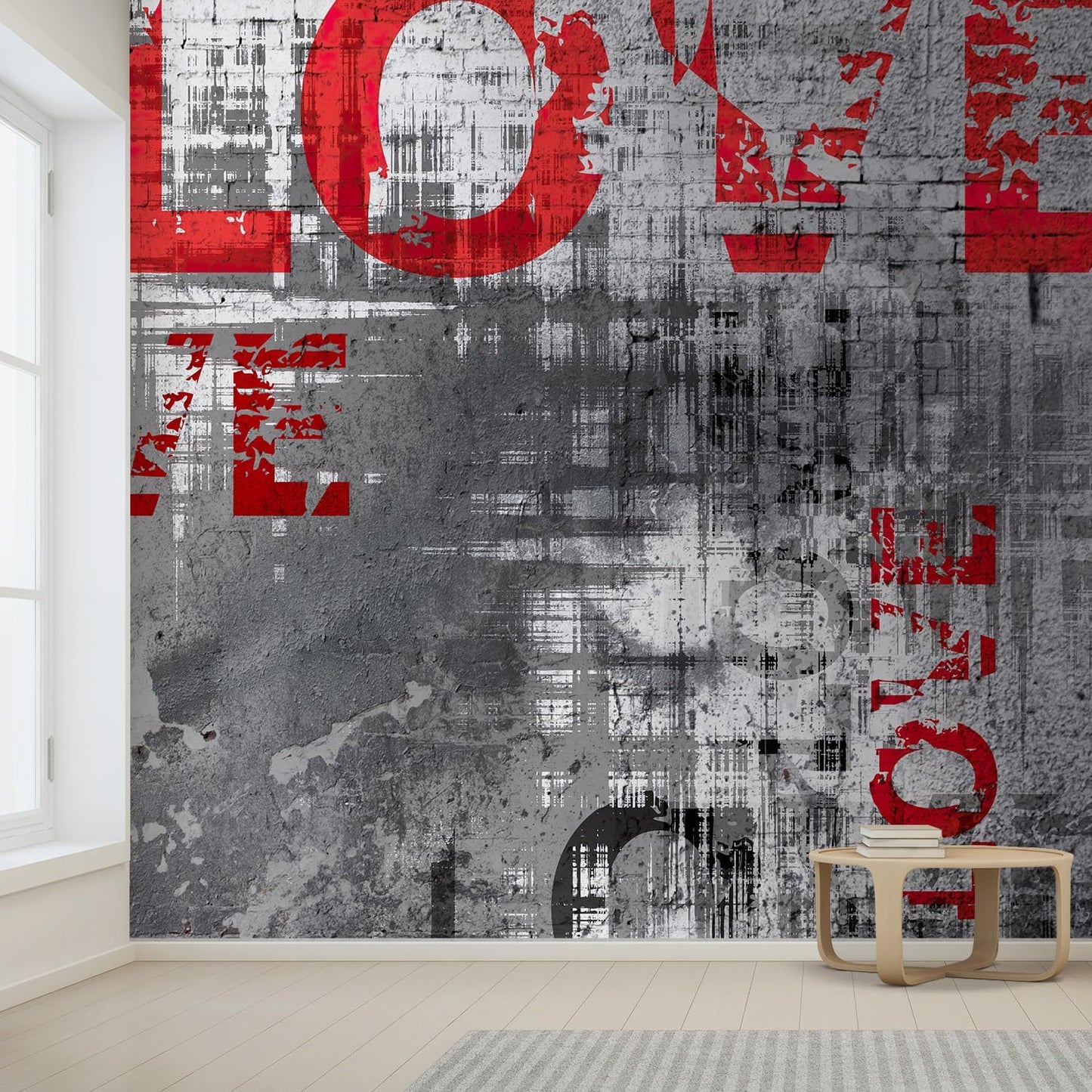 wall26 Wall Sticker/Wall Mural Love Letters Graffiti, Not Peel and Stick, Non-Woven Wallpaper Decorative for Bedroom, Living Room, Office - 100x144 inches