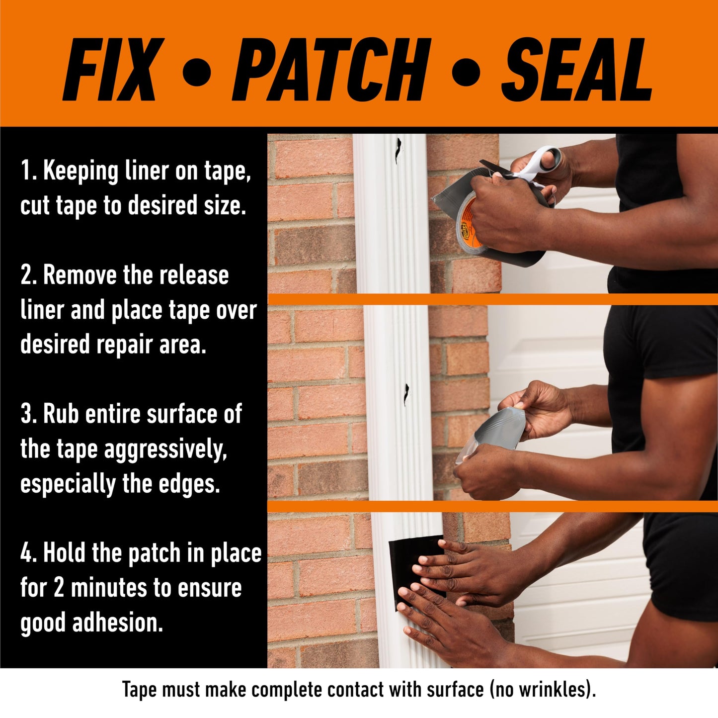Gorilla Waterproof Patch & Seal Tape, Black Tape, 4" x 10' (Pack of 2) - Permanent Weather Resistant Seal for Leaks and Repairs