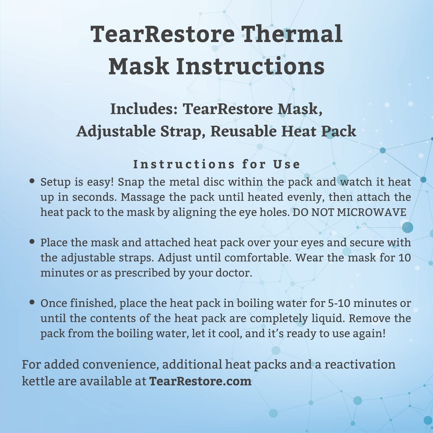 TearRestore Heated Eye Mask for Dry Eyes – Self-Heating Reusable Open Eye Compress for Styes & Eye Irritation – No Microwave NeededDesign for Travel or Daily Wellness