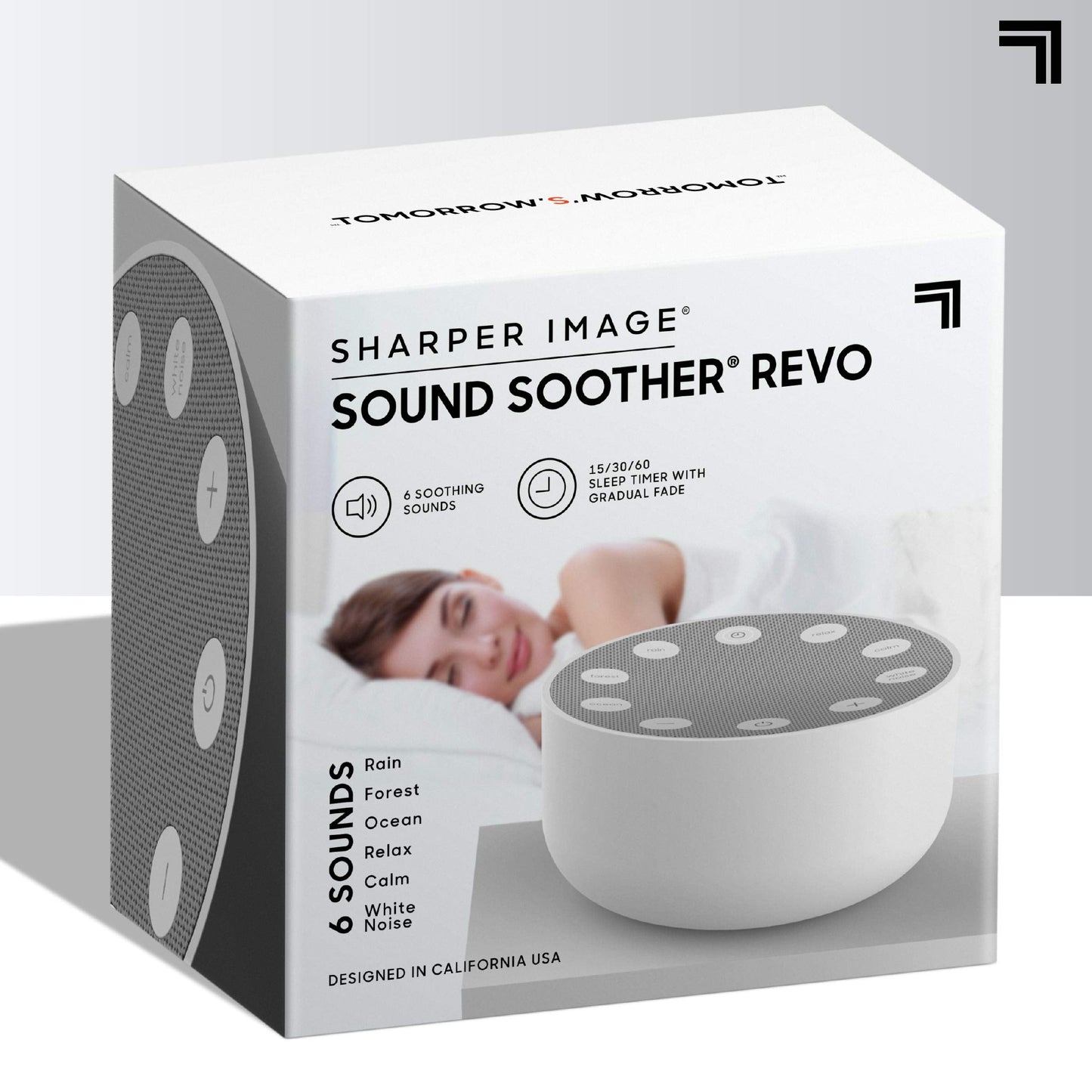 Sharper Image White Noise Sound Machine, Sleep Sounds to Support Restful Sleep, Meditation & Relaxation Naps, 6 Soothing Nature Soundscapes for Baby, Kids & Adults, Portable for Home & Travel