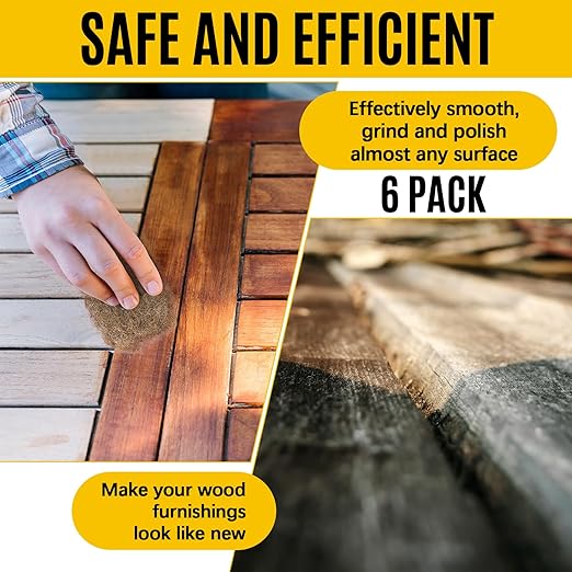 6 Pcs Fine Grade Bronze Wool Pads 0.7 Ounce Hand Pad Brass Wool Copper Soft and Reusable Bronze Pads for Polish, Smooth, Stand Strip Wood and Metals Surfaces