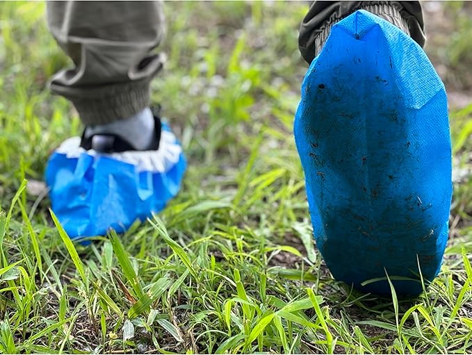 Heavy Duty Shoe Covers Disposable, Thick 0.38 0z, Premium Waterproof Dustproof Non-Slip Shoe Booties, Durable Booties Covers for Indoors & Outdoor,One Size Fits Most,50PCS/25Pairs