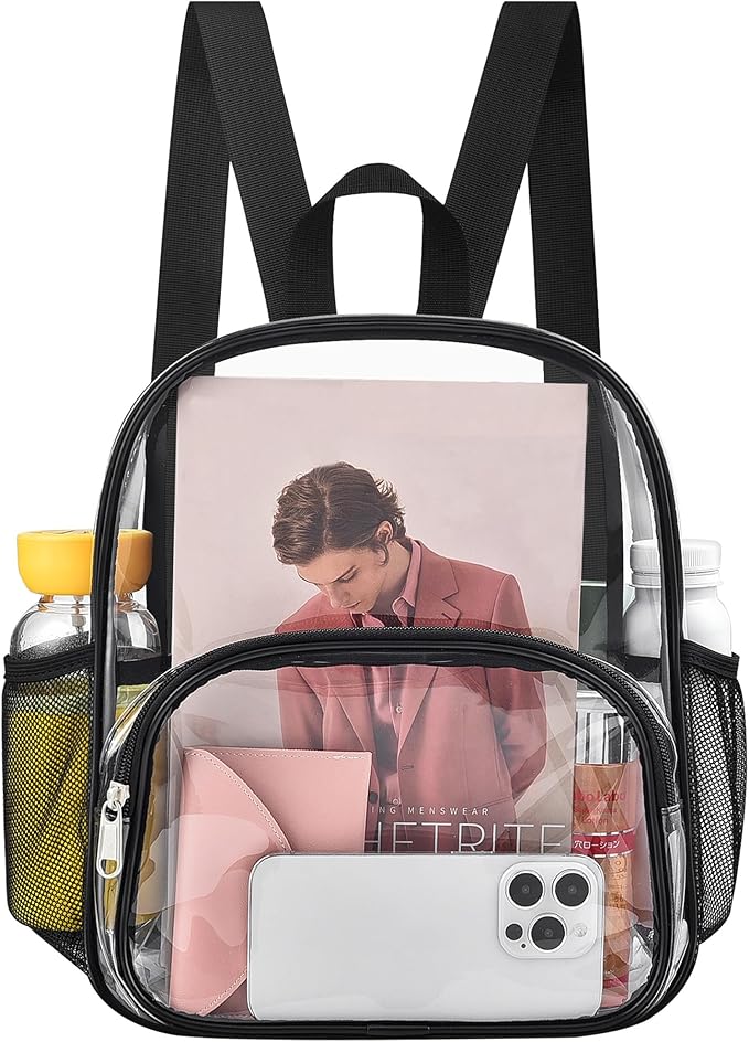 Busiuw Clear Backpack for Stadium Events Clear Backpack 12x12x6 with Front Pocket for Concert Sport Fashion Women Backpack...