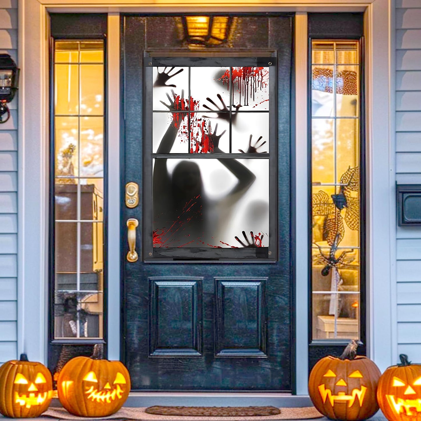 Halloween Window Decorations 31.5x47.2" Window Door Wall Cover Scary Halloween Decorations Indoor Outdoor Party Decor