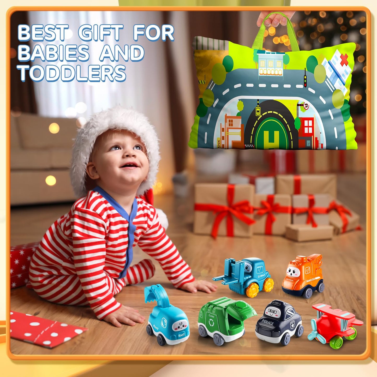 Big Cartoon Truck Car Toys for 1 Year Old Boy with Playmat/Storage Bag|Baby and Toddler Toys 12-18 Months & Age 1-2|1st Birthday Gift for 1 2 Year Old Boy