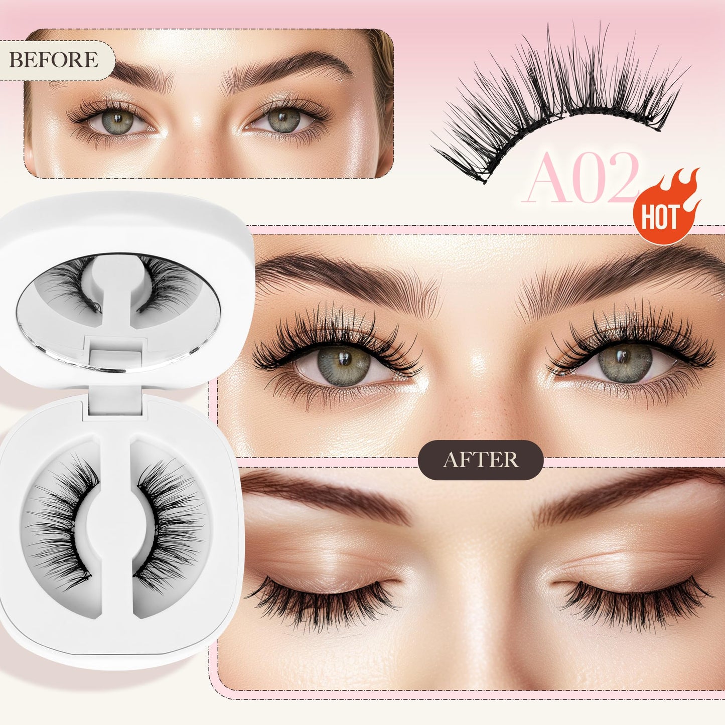 LASHVIEW Magnetic Eyelashes with Applicator,Reusable Soft Magnetic Eyelashes Natural Look, No Glue Needed RCM01-N