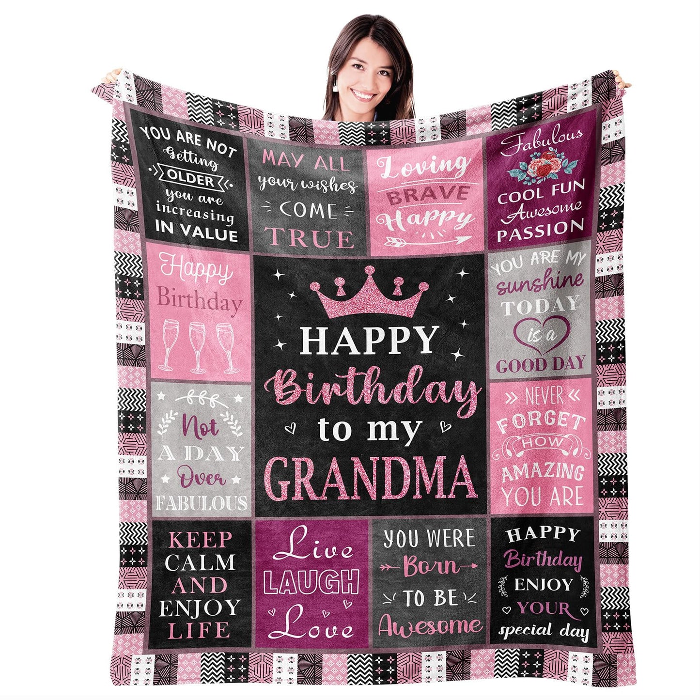 Mosslink Grandma Birthday Gifts, Birthday Gifts for Grandma Unique, Grandmother Birthday Gift Ideas Throw Blanket 60"x50"