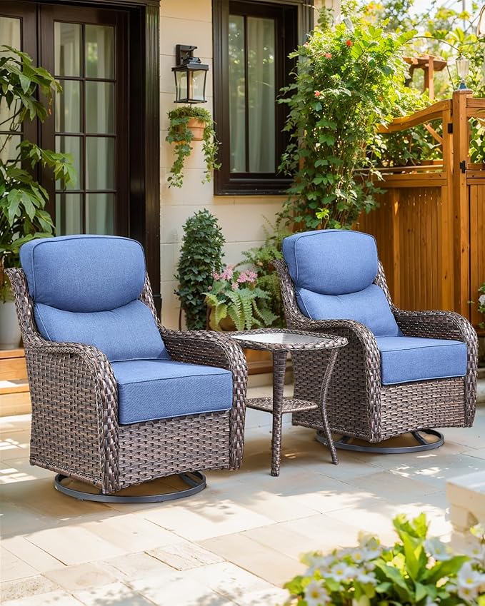 ACTREST Luxury 24x24x6 Inch Smile Outdoor Cushions for Patio 5 Piece Set - Set of 5 Zippered Outside Pillows for Wicker Dining Rocking Swivel Chairs Loveseat Couch Sectional Sofa - Navy Blue