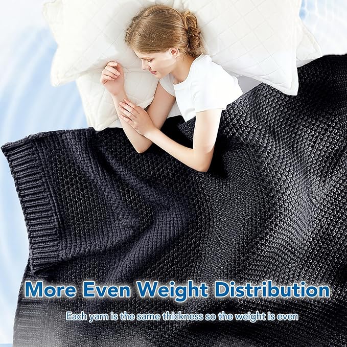 Topcee Knitted Weighted Blanket - 50"x60" 7lbs Cooling Chunky Knit Heavy Blanket for Adults Cable Yarn Knit Decorative No Beads Soft, Cozy and Cooling Weighted Throw Blankets Machine Washable