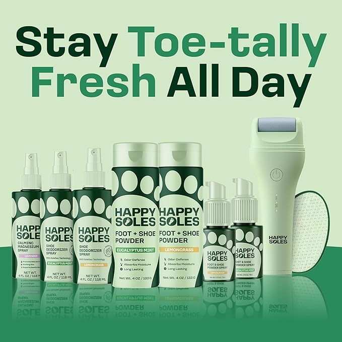 Foot & Shoe Deodorizer Powder Spray - Talc-Free, Vegan, Non-Aerosol Mess-Free Spray - Absorbs Sweat & Fights Odor with Bamboo & Tapioca - Long-Lasting Freshness & Comfort (Lemongrass)