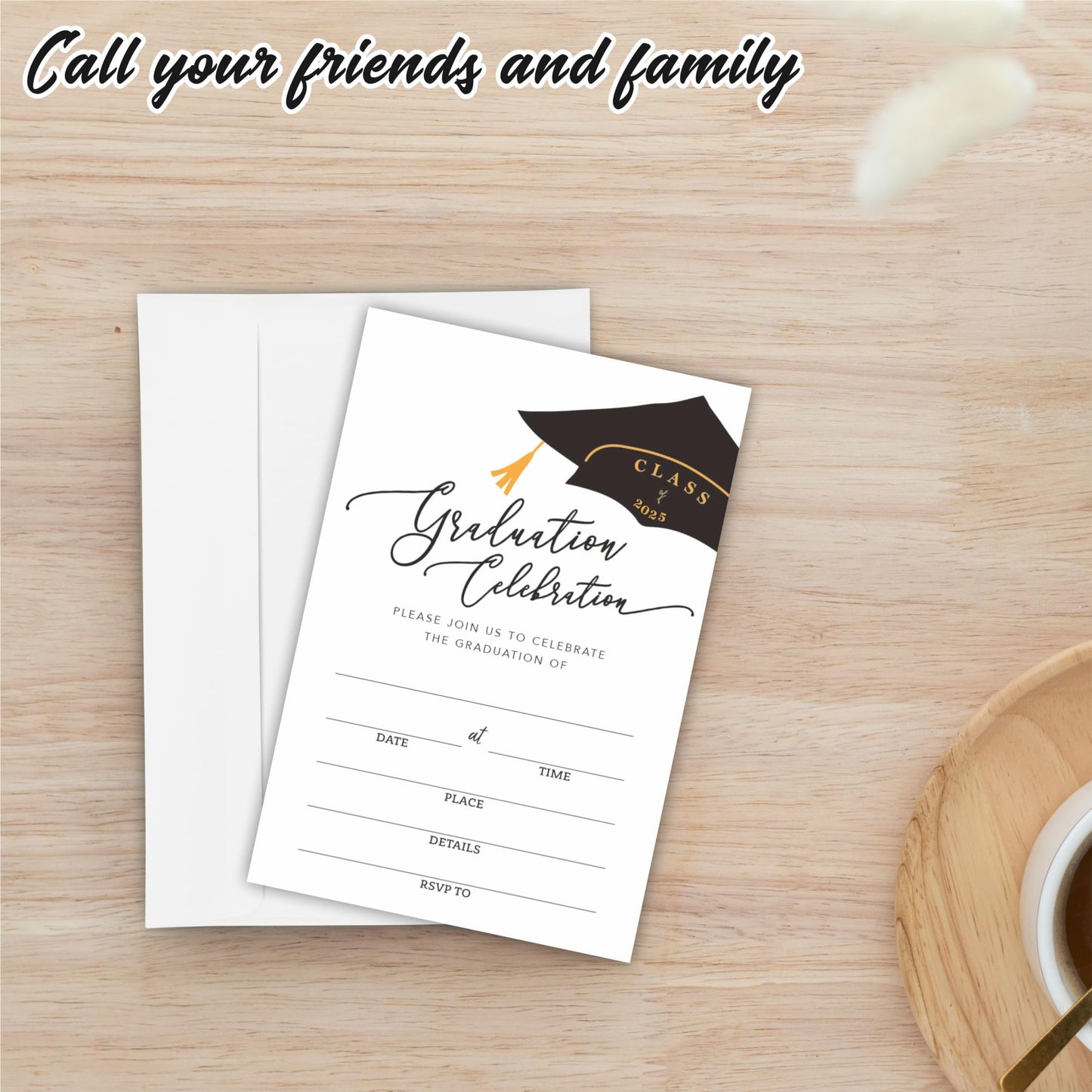 Ketsord 20 Grad Party Invitation Cards With Envelopes - Graduation Celebration - Class Of 2025 Double Sided Fill In Style Graduation Invites, Party Favor & Supplies - A05